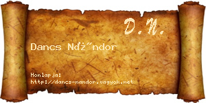 Dancs Nándor névjegykártya